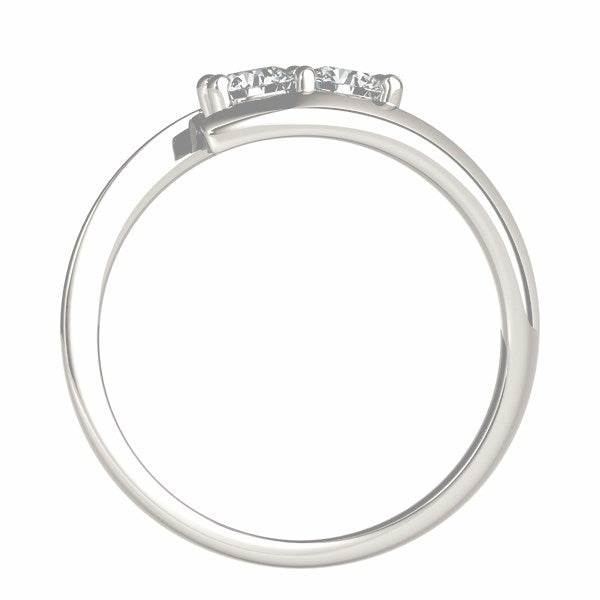 Anillo de oro blanco de 14 k con diamantes redondos de dos piedras con punta común (1/2 quilates)