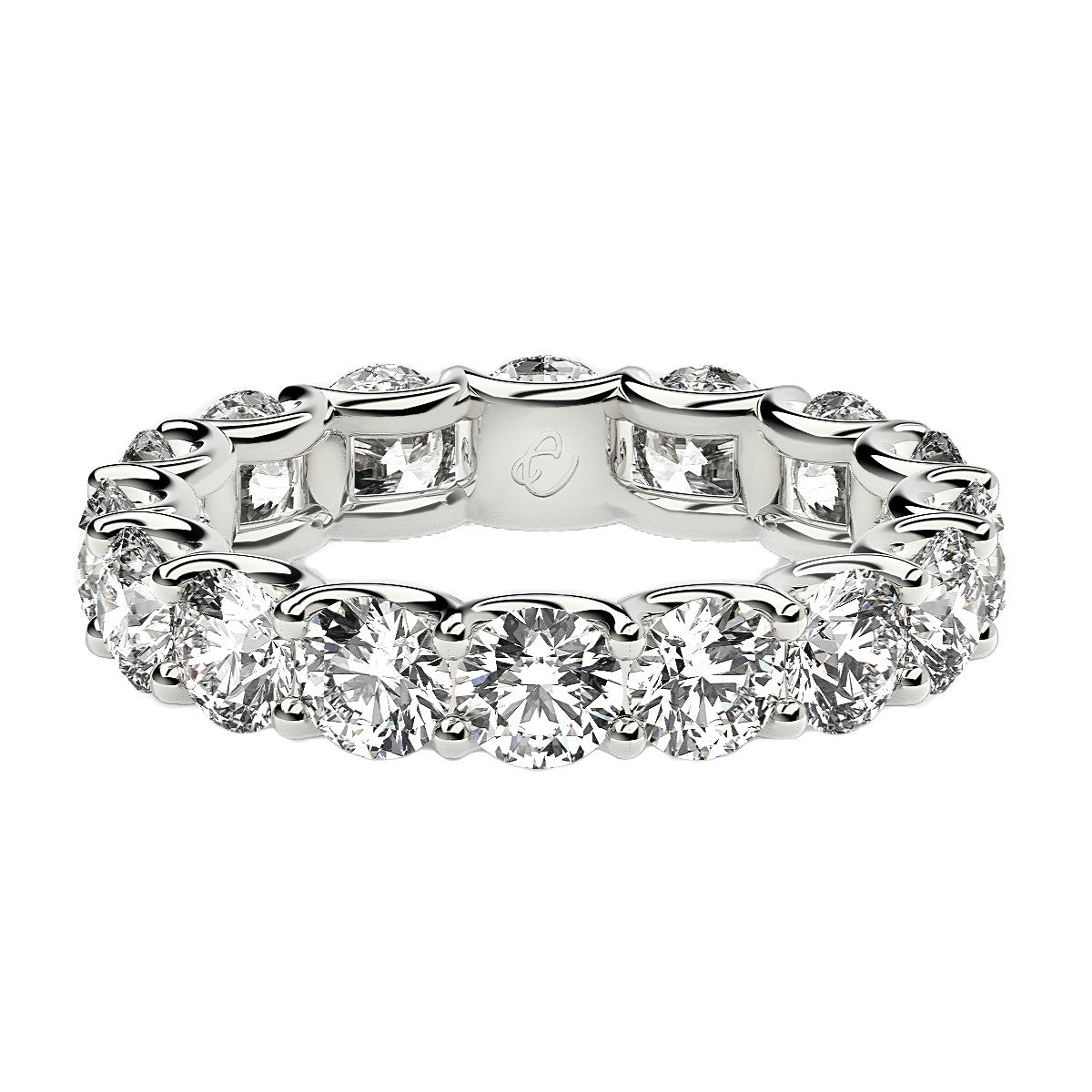 Anillo de eternidad con diamantes cultivados en laboratorio de talla redonda en oro blanco de 14 k (4 cttw FG/VS2)