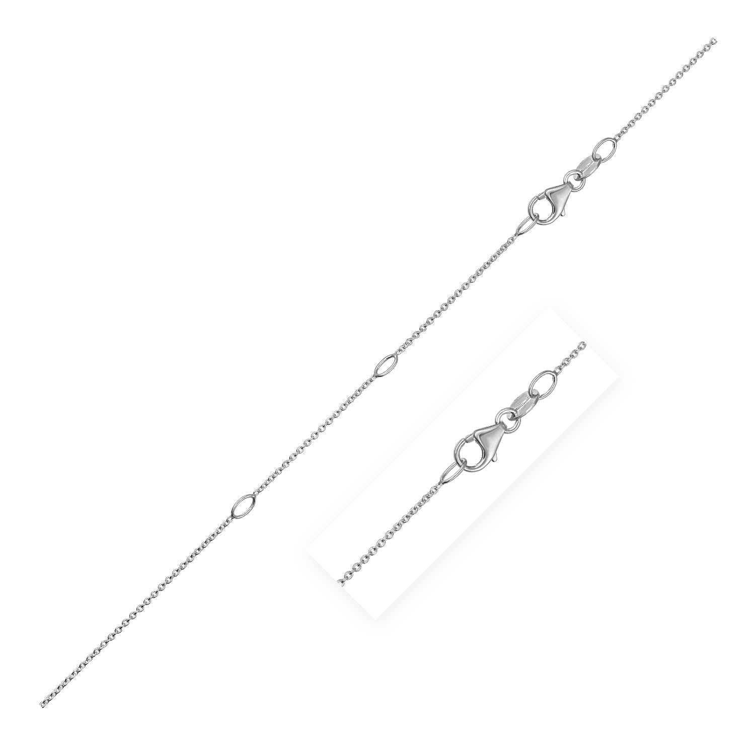 Chaîne forçat double extensible en or blanc 14 carats (0,85 mm)