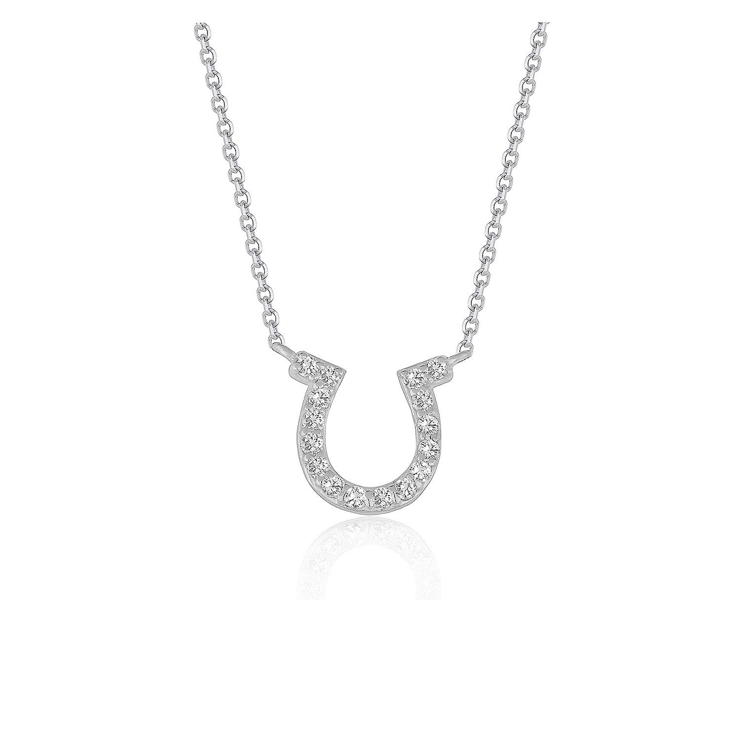 Pendentif diamant en forme de fer à cheval en or blanc 14 carats