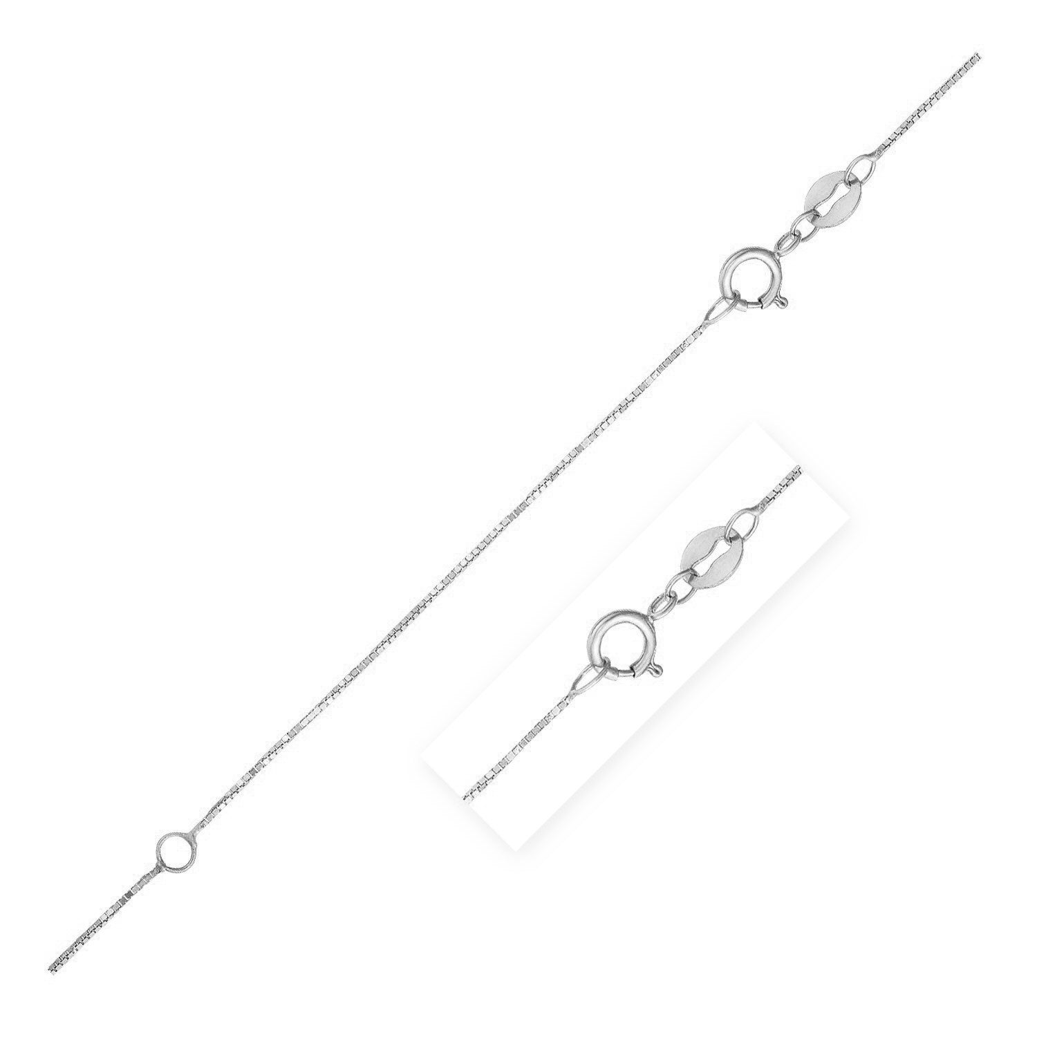 Chaîne maillon double extensible en or blanc 14 carats (0,6 mm)