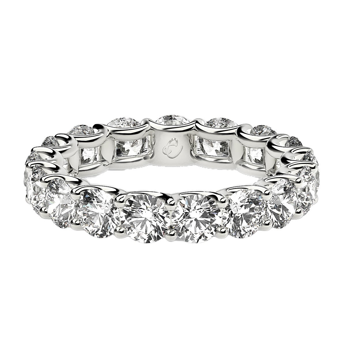 Anillo de eternidad con diamantes cultivados en laboratorio de talla redonda en oro blanco de 14 k (3 quilates FG/VS2)