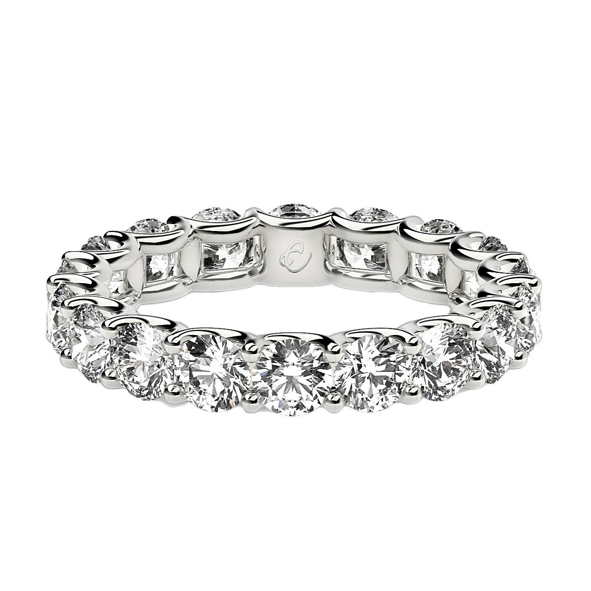 Anillo de eternidad con diamantes cultivados en laboratorio de talla redonda en oro blanco de 14 k (2 cttw FG/VS2)