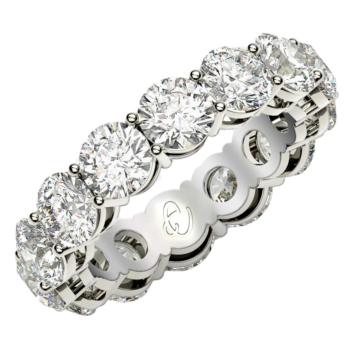 Anillo de eternidad con diamantes cultivados en laboratorio de talla redonda en oro blanco de 14 k (6 quilates FG/VS2)