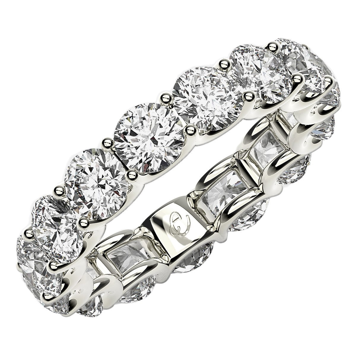 Anillo de eternidad con diamantes cultivados en laboratorio de talla redonda en oro blanco de 14 k (5 quilates FG/VS2)