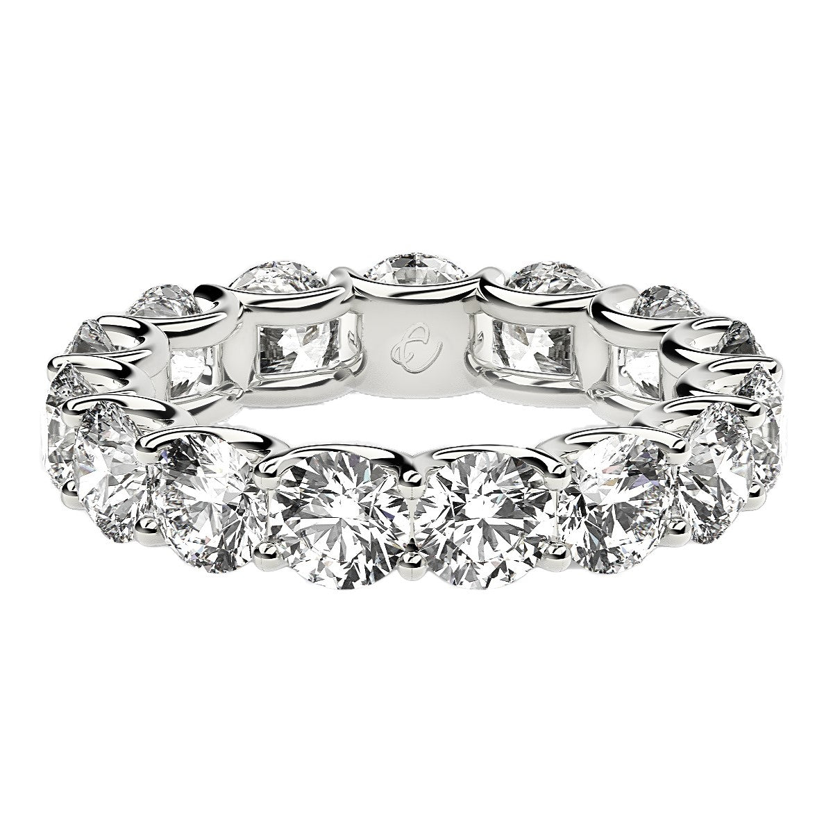 Anillo de eternidad con diamantes cultivados en laboratorio de talla redonda en oro blanco de 14 k (5 quilates FG/VS2)