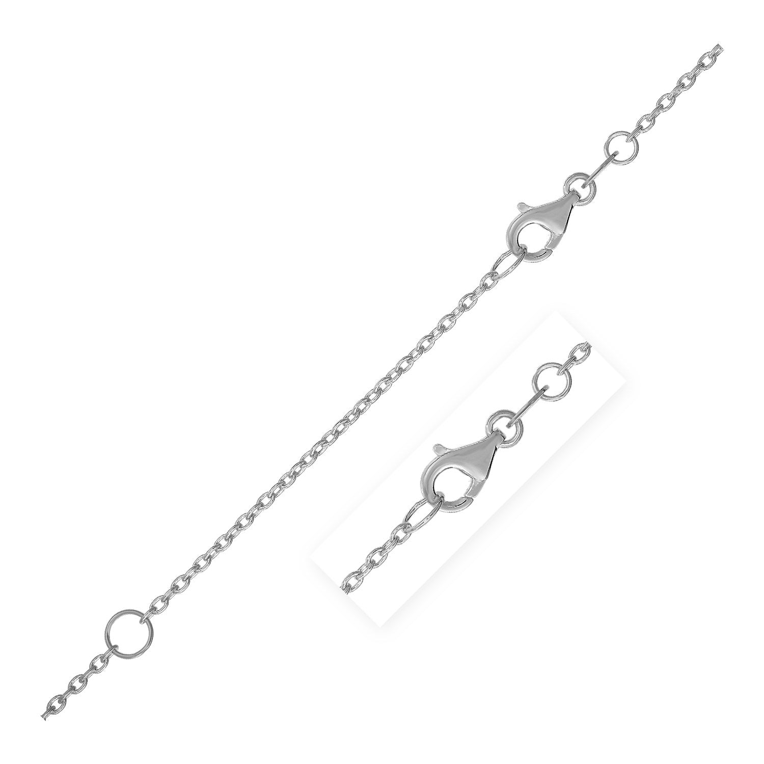 Chaîne forçat extensible en or blanc 14 carats (1,5 mm)