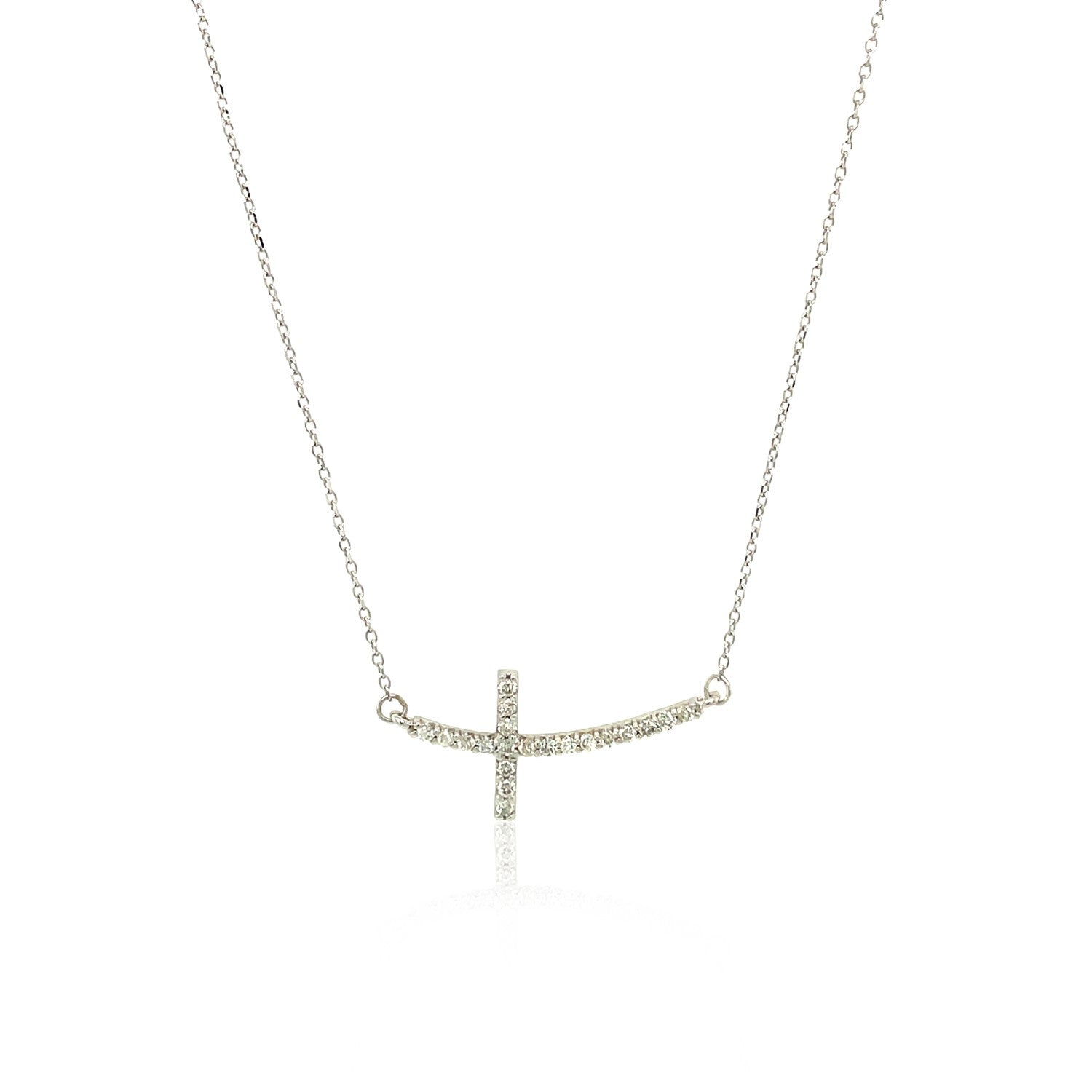 Collier à motif de croix orné de diamants en or blanc 14 carats (.21cttw)