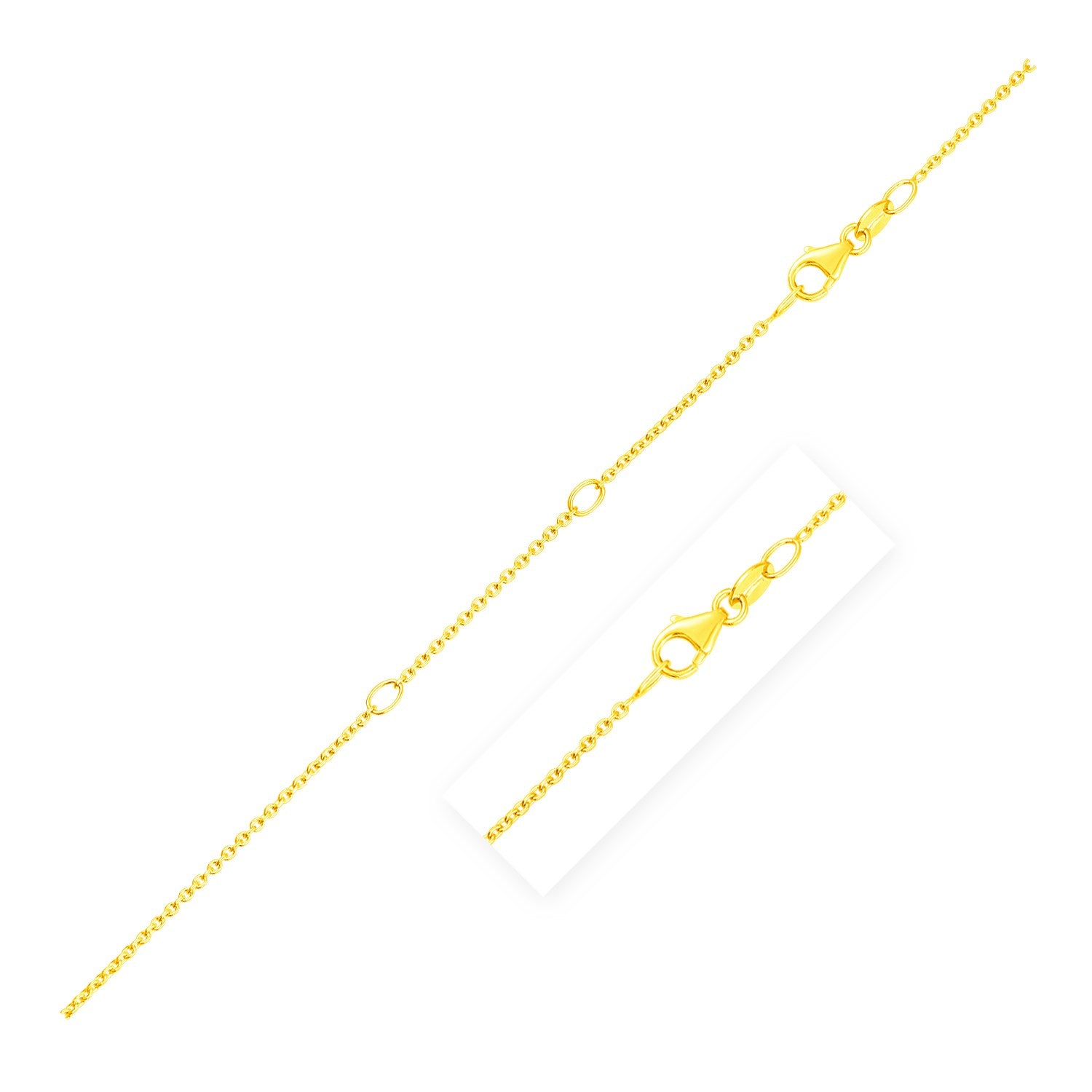 Cadena tipo cable extensible doble con talla de diamante en oro amarillo de 14 k (1,2 mm)
