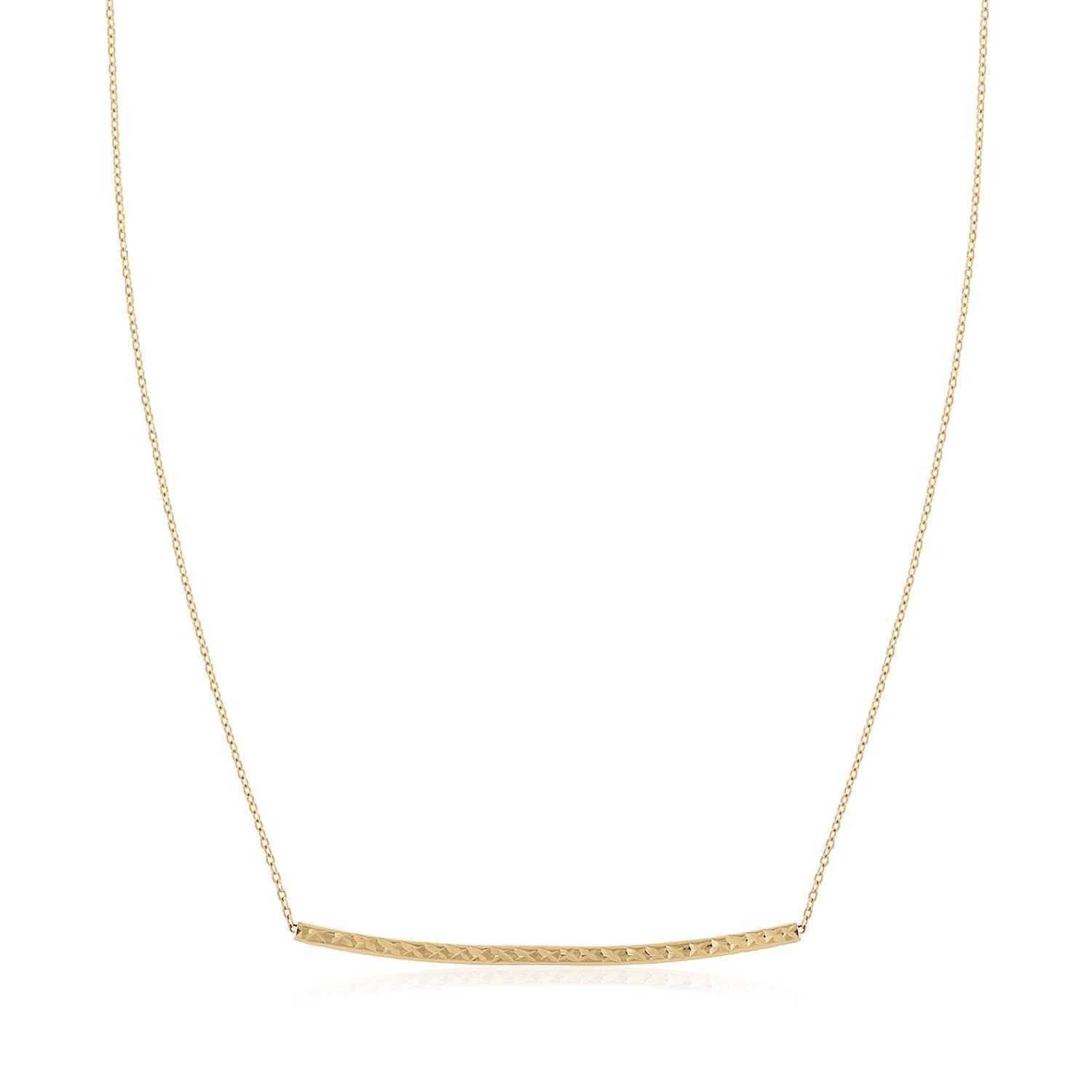 14k Yellow Gold Thin Textured Bar Necklace