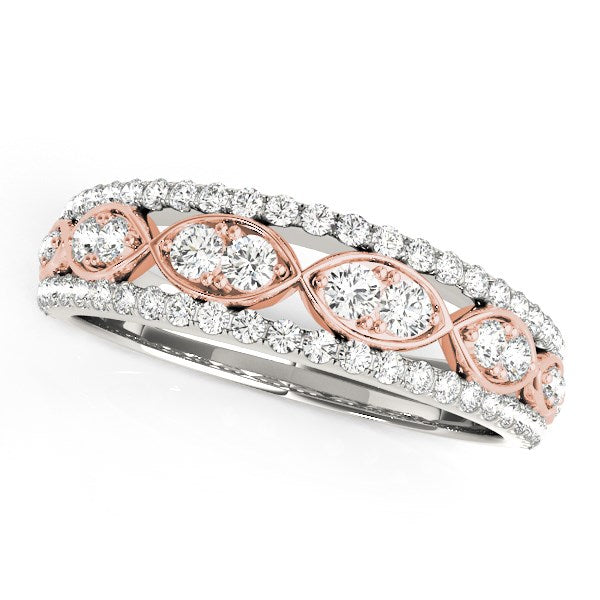 Bande de conception infinie en diamant Doulbe en or blanc et rose 14 carats (3/8 carat au total)