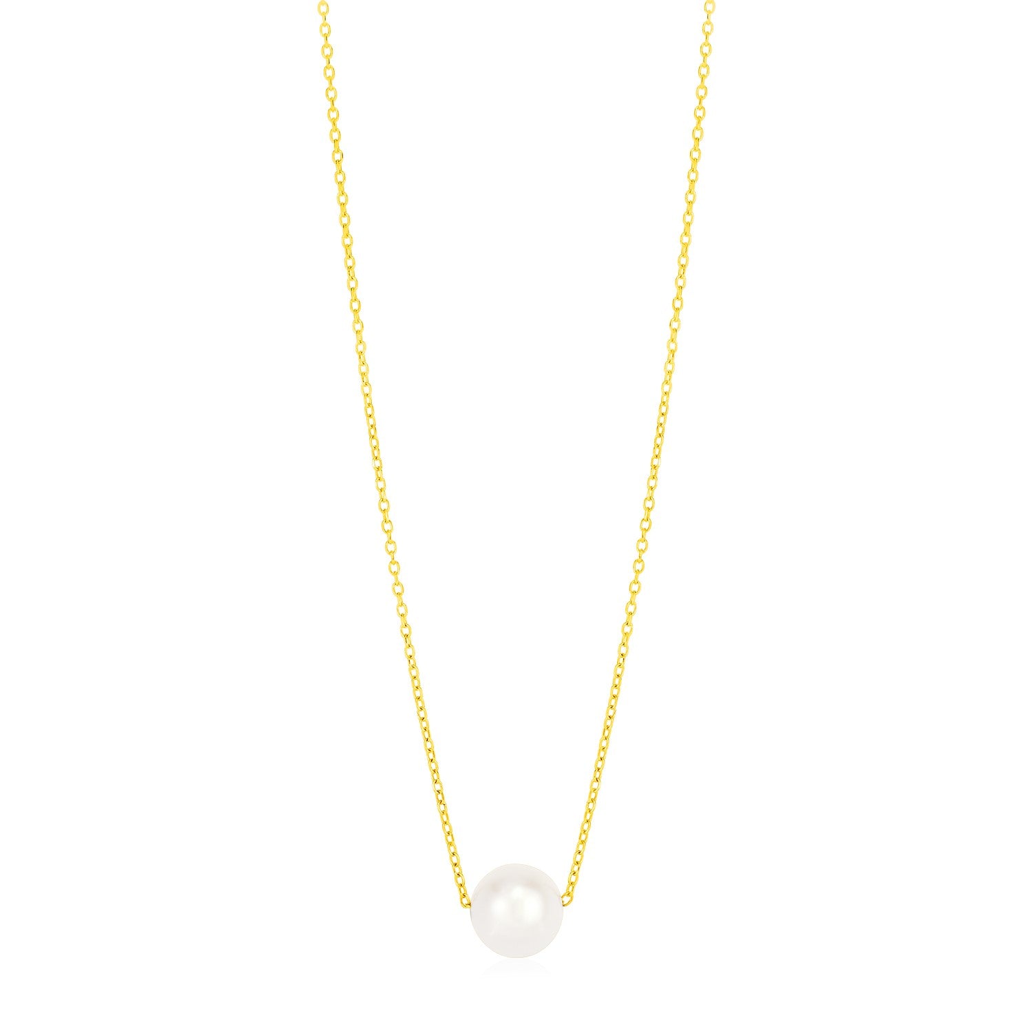 14k Yellow Gold Pearl Solitaire Necklace