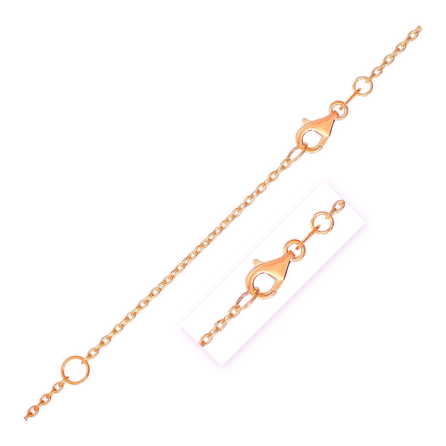 Chaîne forçat extensible en or rose 14 carats (1,5 mm)