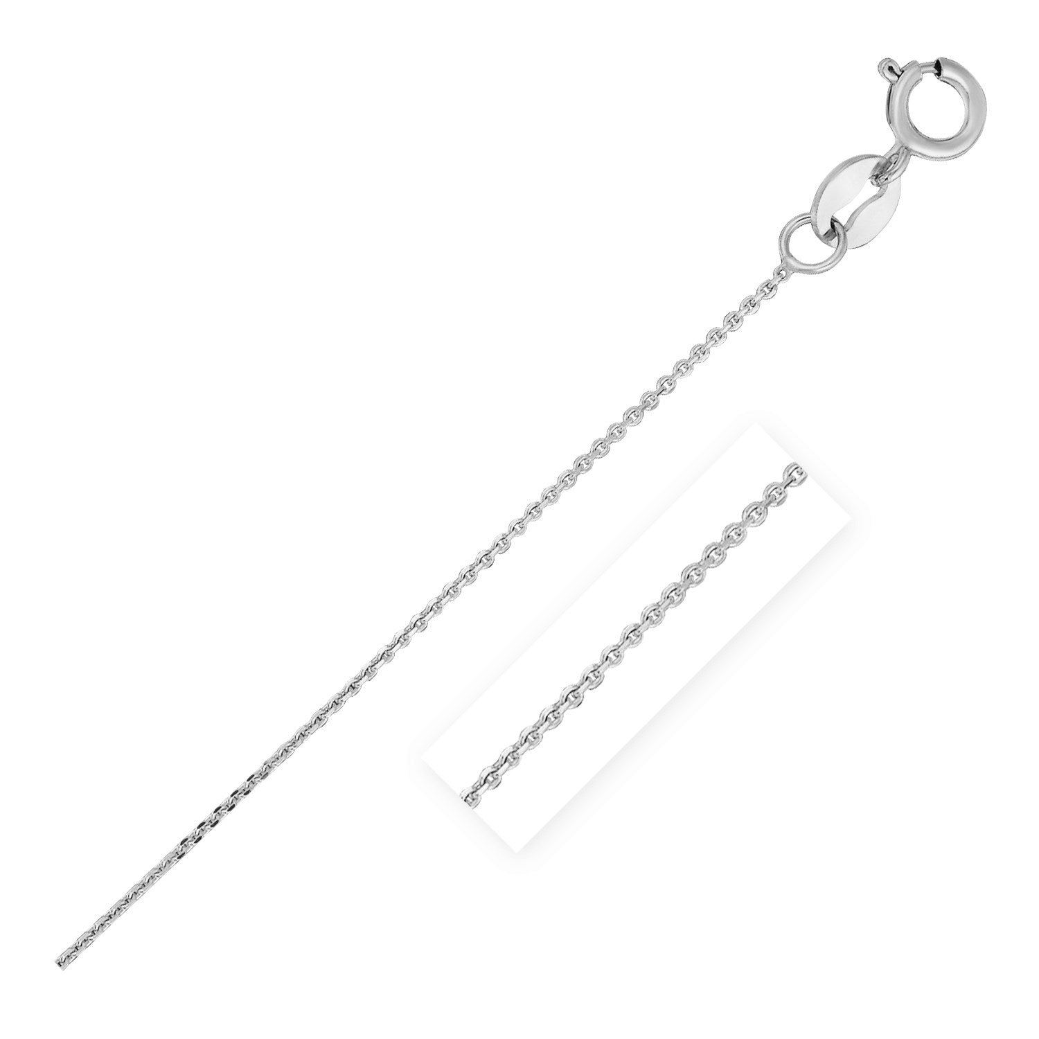 Chaîne à maillons torsadés taille diamant en or blanc 14 carats 0,7 mm