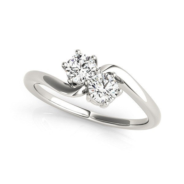 Anillo de diamantes con solitario de dos piedras en oro blanco de 14 k (1/2 quilates)