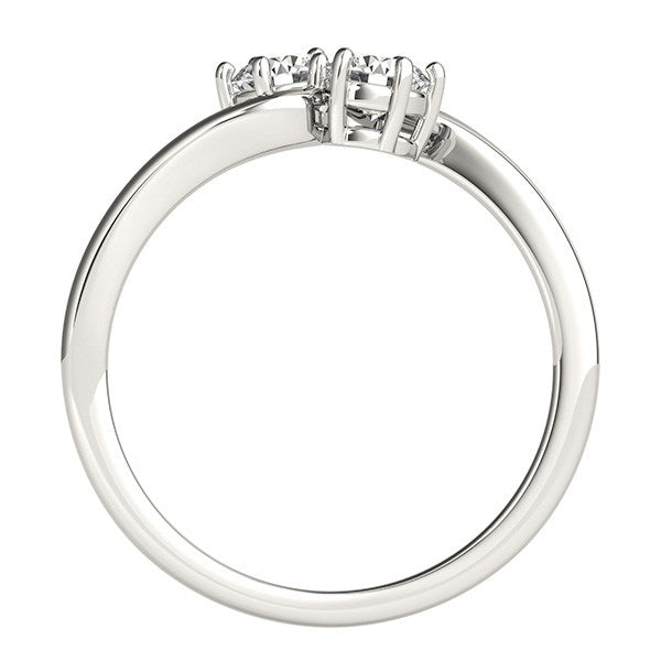 Anillo de diamantes con solitario de dos piedras en oro blanco de 14 k (1/2 quilates)