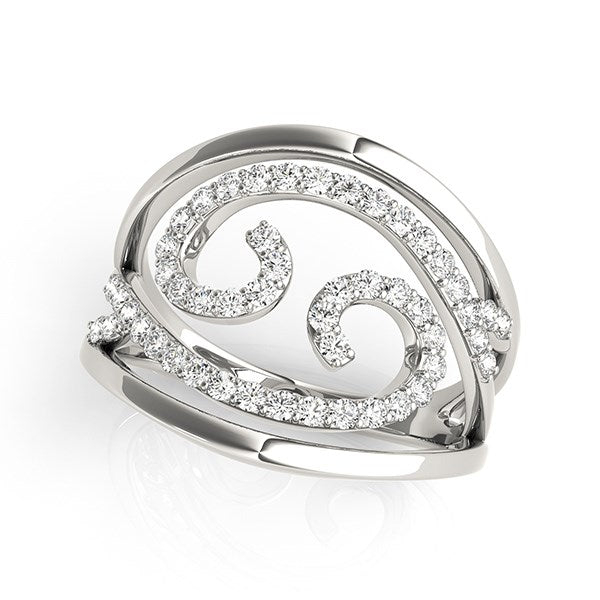 Anillo de diamantes con diseño de remolino en oro blanco de 14 k (1/2 quilates)